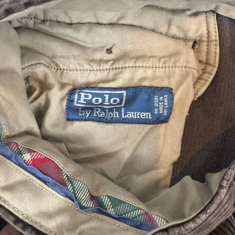 Vintage VTG Polo Ralph Lauren Andrew Corduroy Pleated Pants‎ Mens 35x30